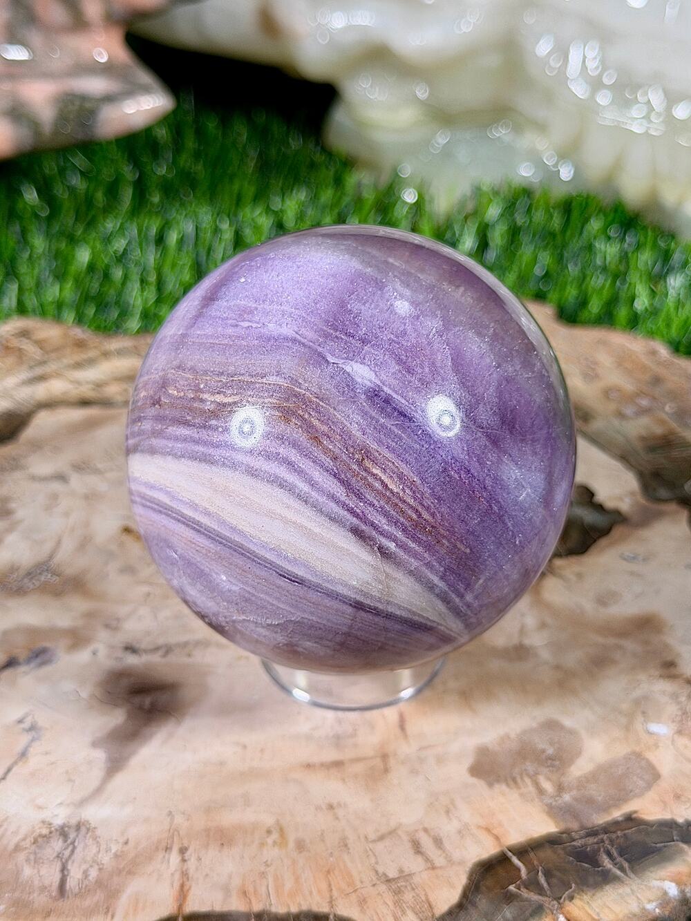 66mm Purple Candy Fluorite Crystal Sphere 1lb 0.8 oz